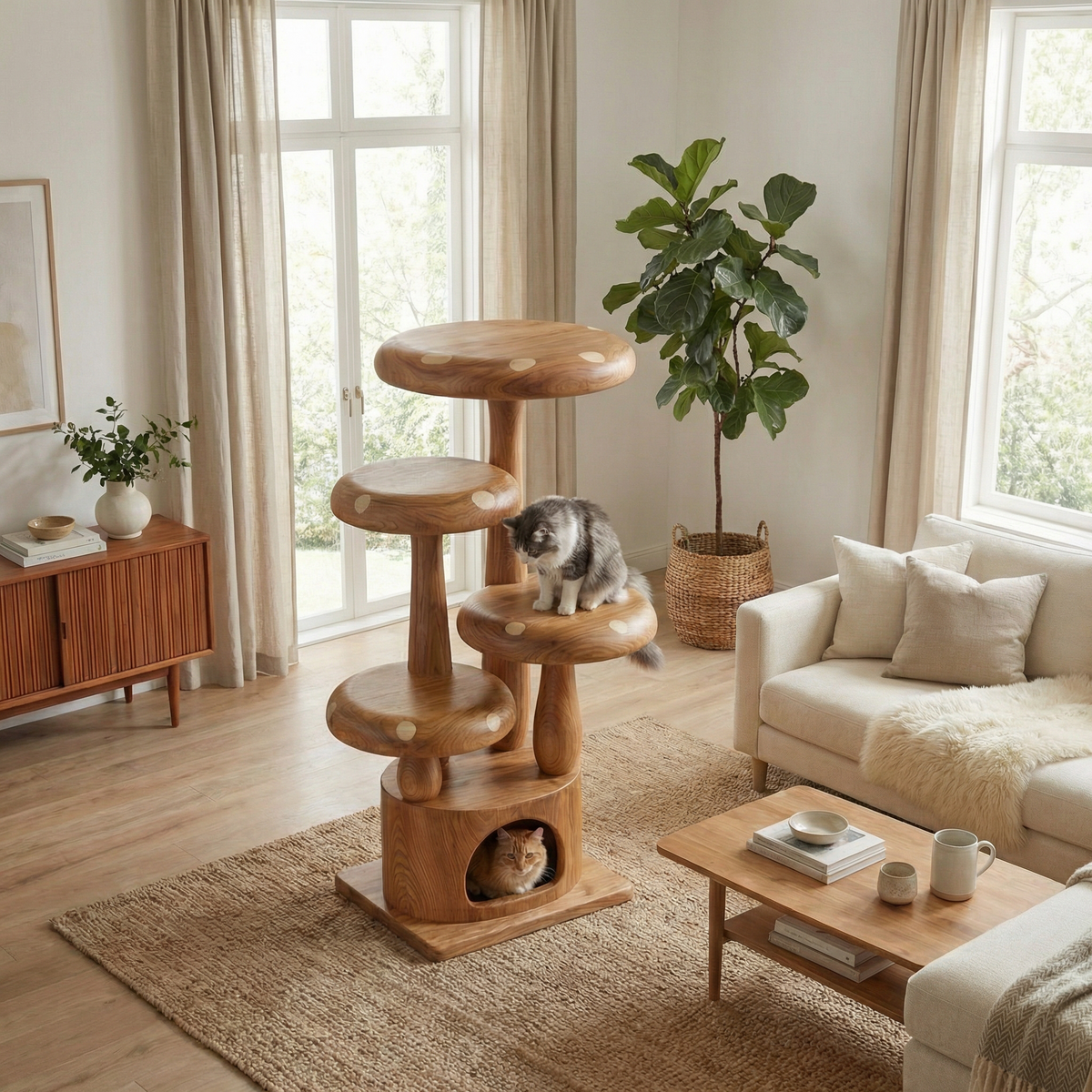 Modern Artistic Musrhroom Cat Tree For Living Room And Pet Corner