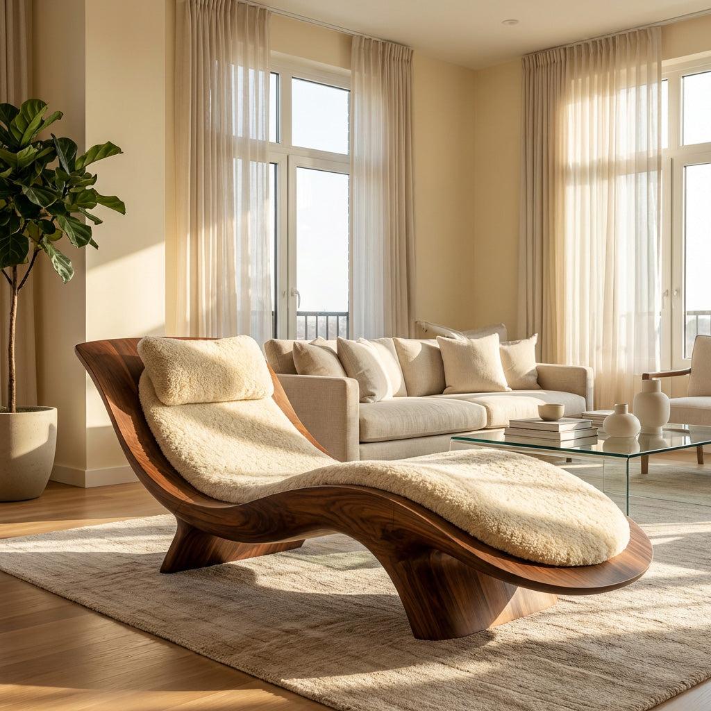 Contemporary Natural Wood Lounge Chair, Modern Living Room Accent Armchair, Mid-Century Reading Easy Chair