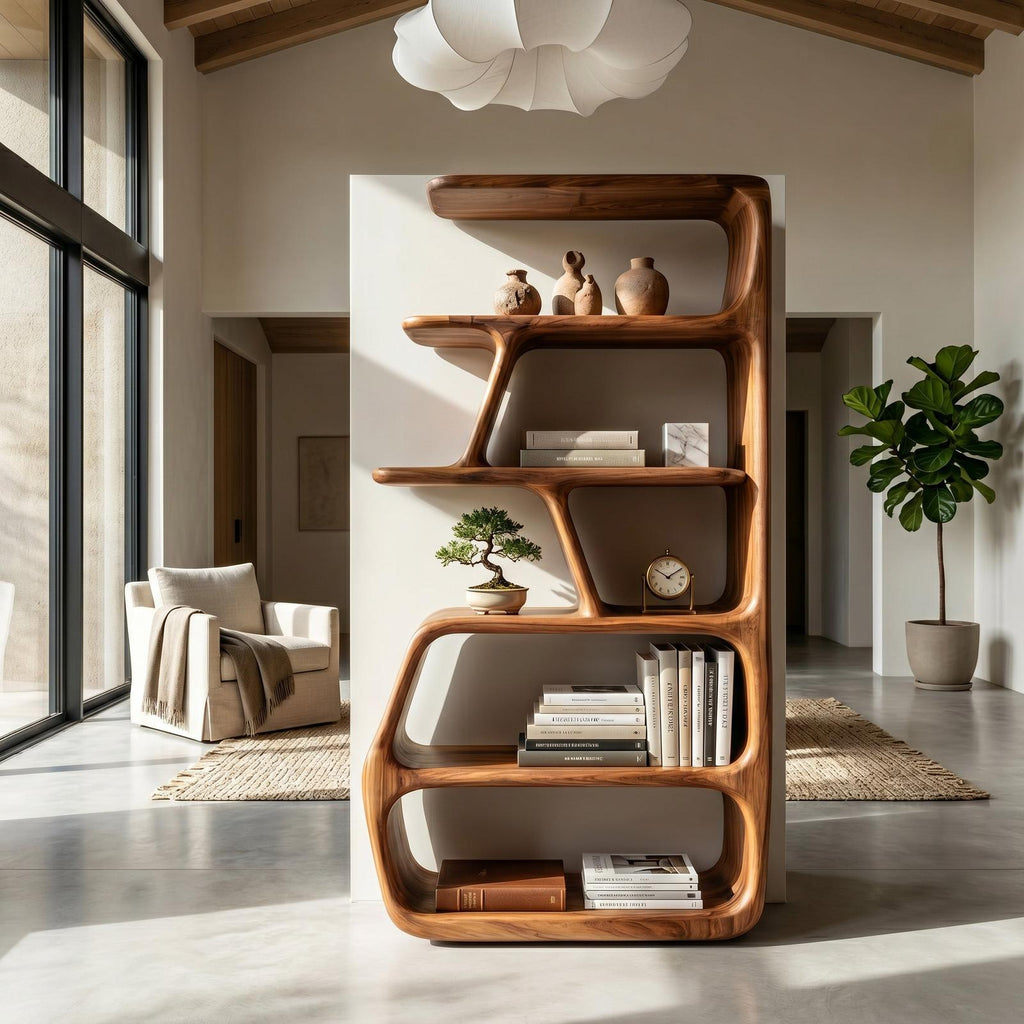 Rustic Wooden Standing Shelf, Compact Tiered Storage Organizer, Farmhouse Style Bookcase Rack for Apartment