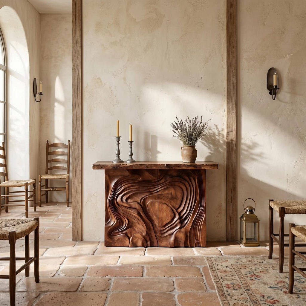 Scandinavian Organic Edge Accent Table For Entry Hall Interior