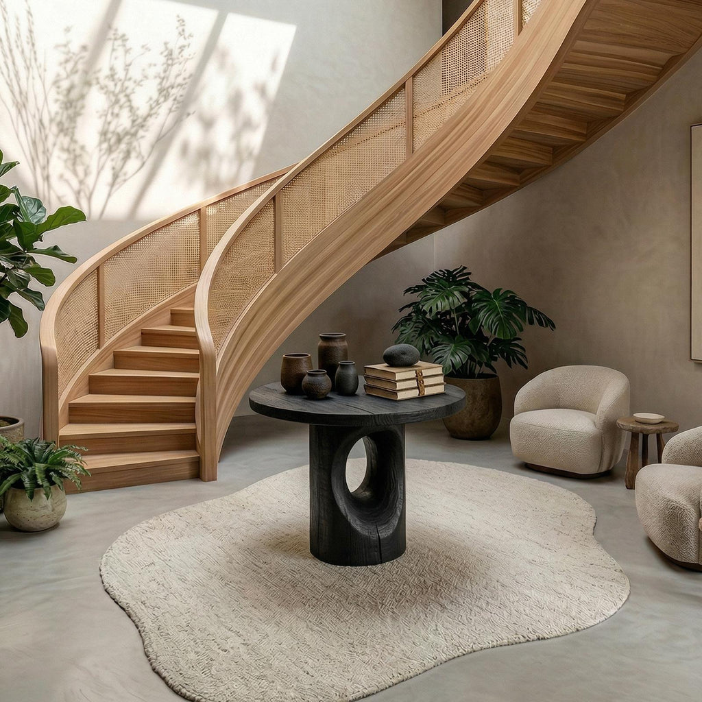 Handcrafted Modern Sculptural Foyer Table For Pedestal Entryway Table
