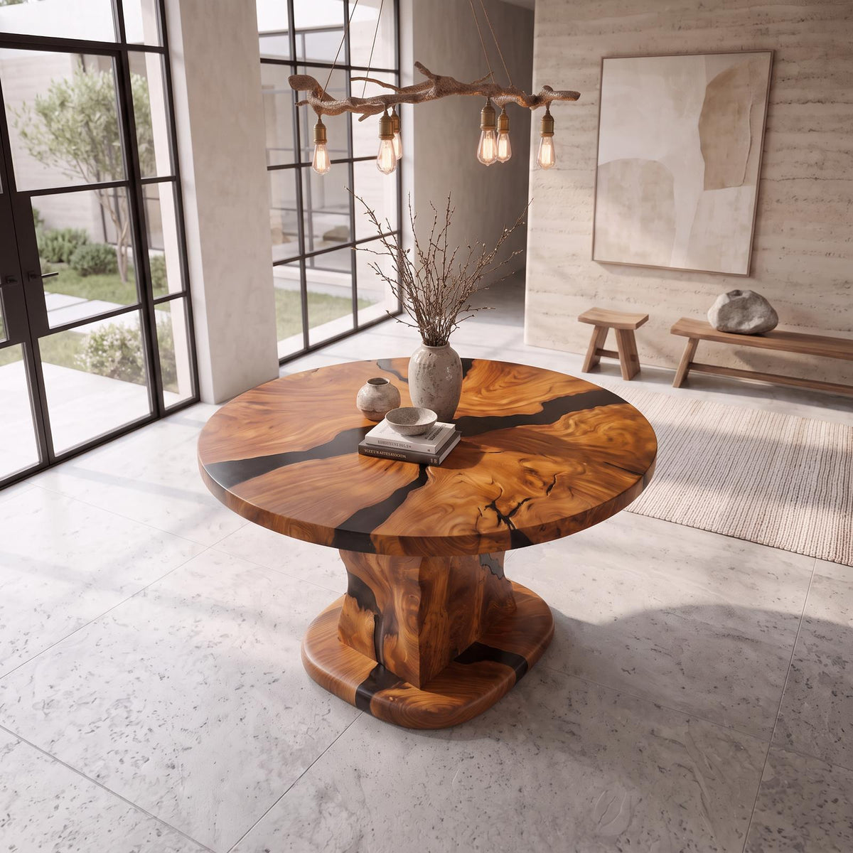Rustic Foyer Table Handcrafted Solid Wood Design For Entryway