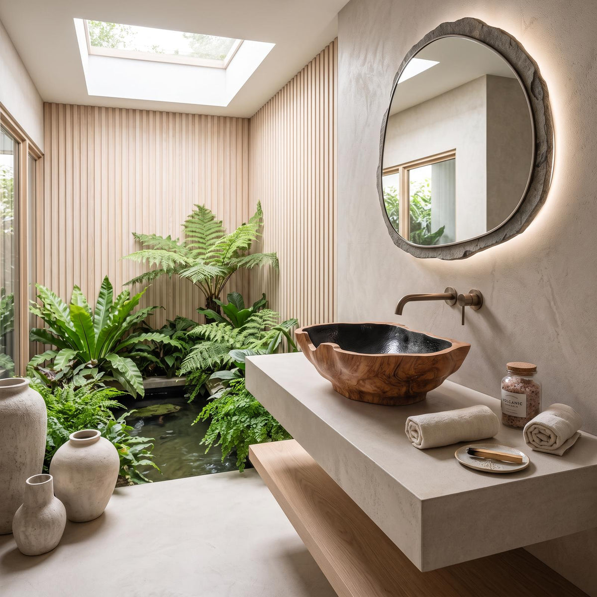 Mid Century Solid Wood Sink For Elegant Bathroom Setup