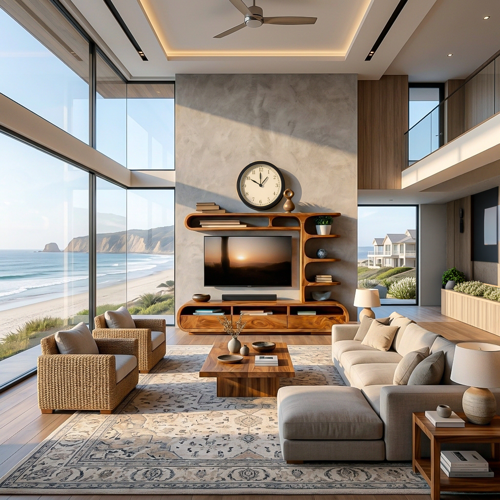 Elegant Wooden TV Console, Modern Classic Media Stand Credenza, Solid Timber Entertainment Unit for Living Area