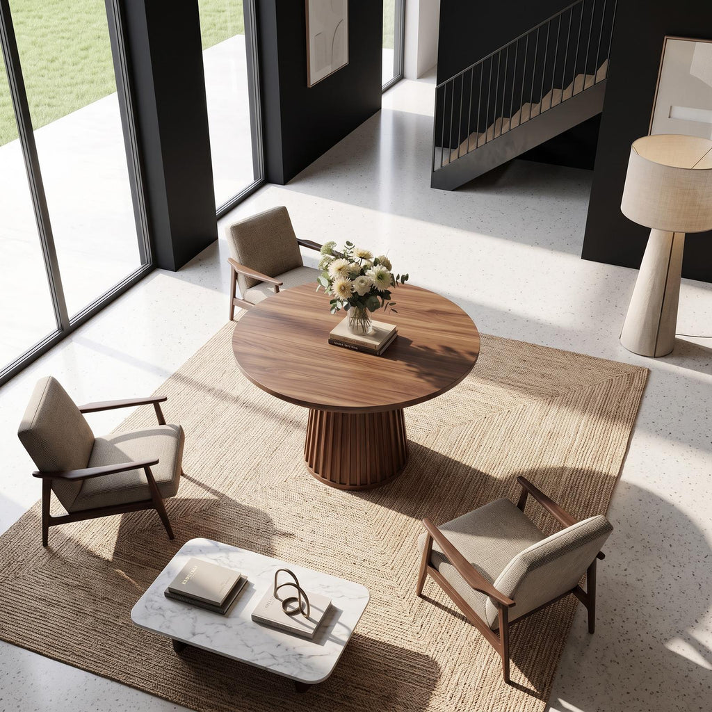 Sculptural Round Pedestal Entryway Table For Living Room And Hallway