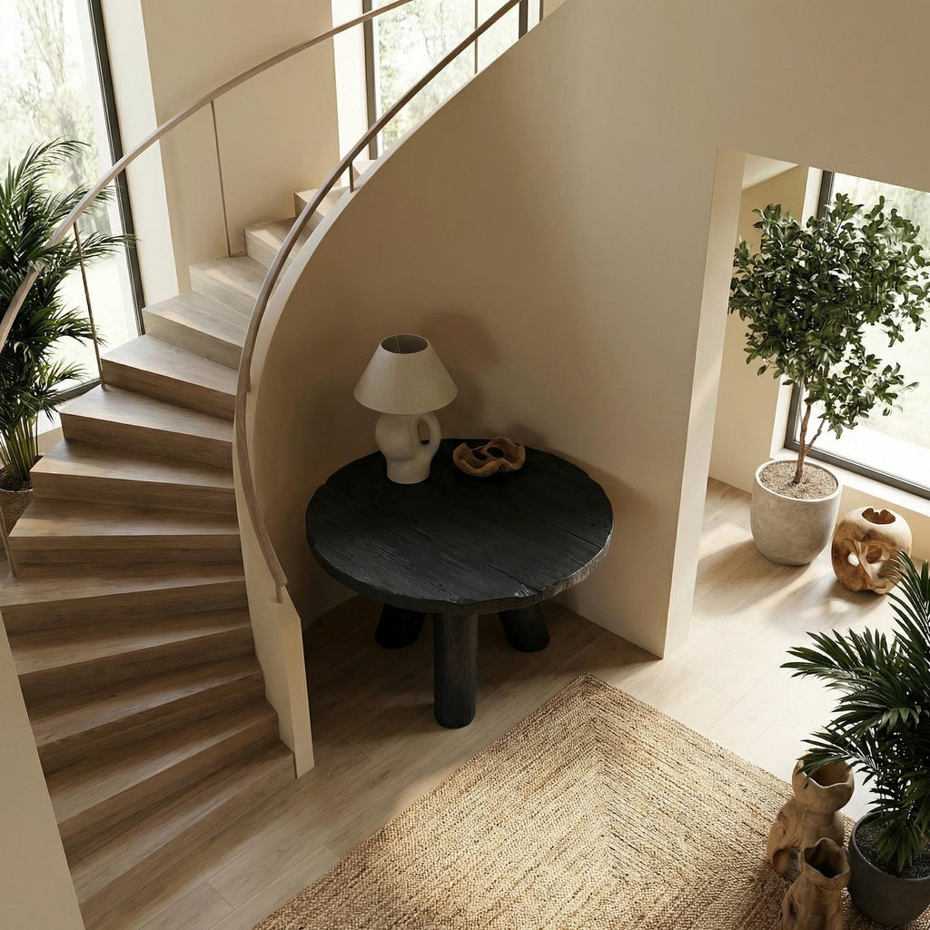 Rustic Foyer Table, Solid Wood Entryway Table, Handcrafted Pedestal Accent Table for Living Room