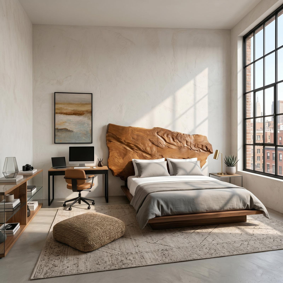Live Edge Wood Headboard For Sculptural Luxury Bedroom SILDTTRHB024