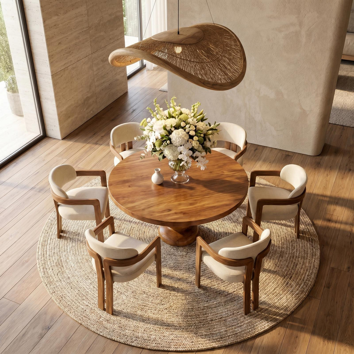 Scandinavian Modern Dining Table, Minimalist Handcrafted Solid Wood Kitchen Table for Dining Room