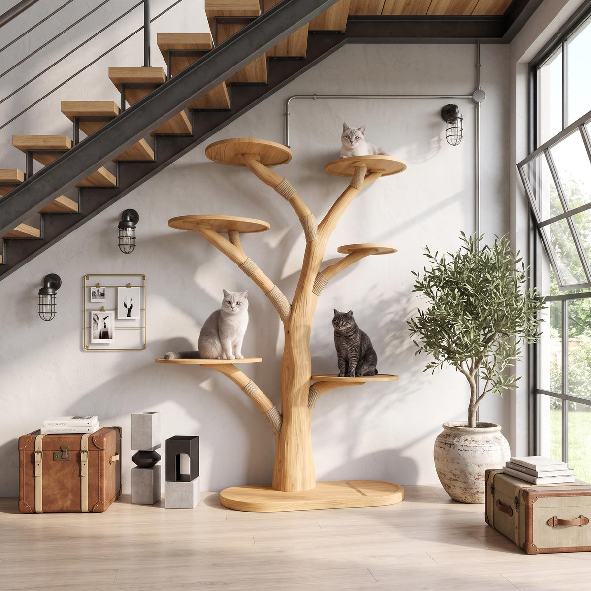 Rustic Tree Cat Tower Home Office SINLSATT027