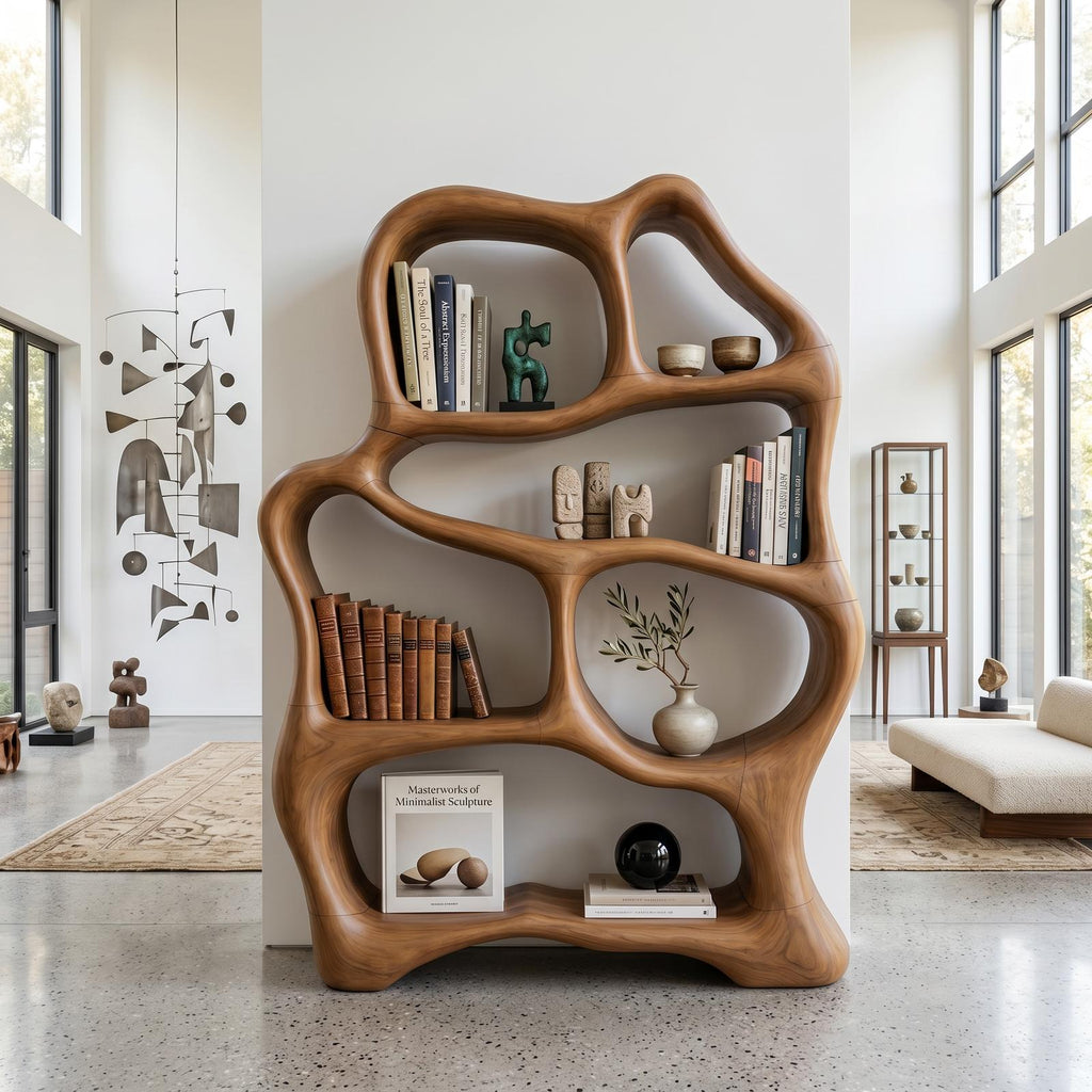 Organic Flow Bookcase For Cozy Reading Corner