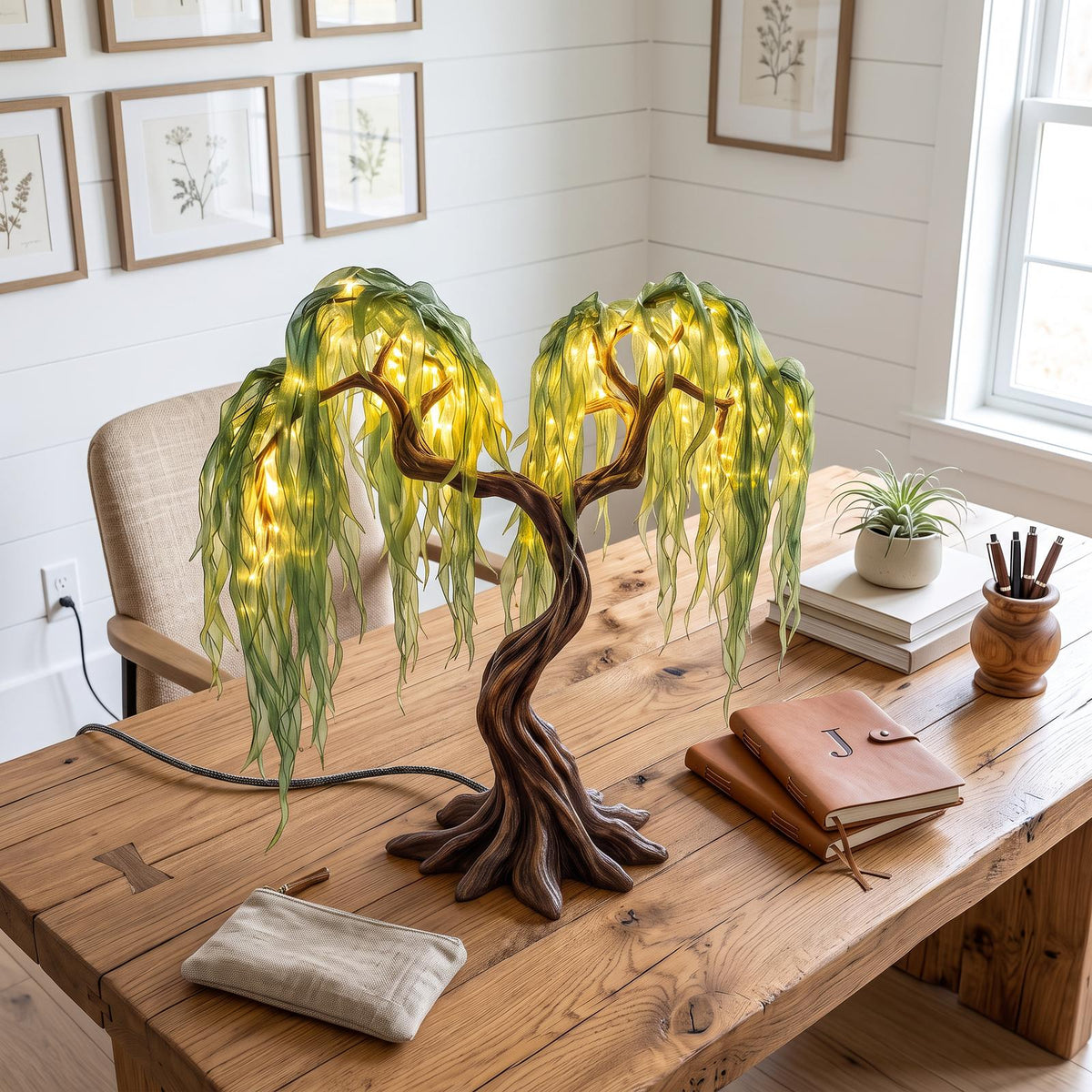 Rustic Fairy Light Tree Table Lamp For Nightstand