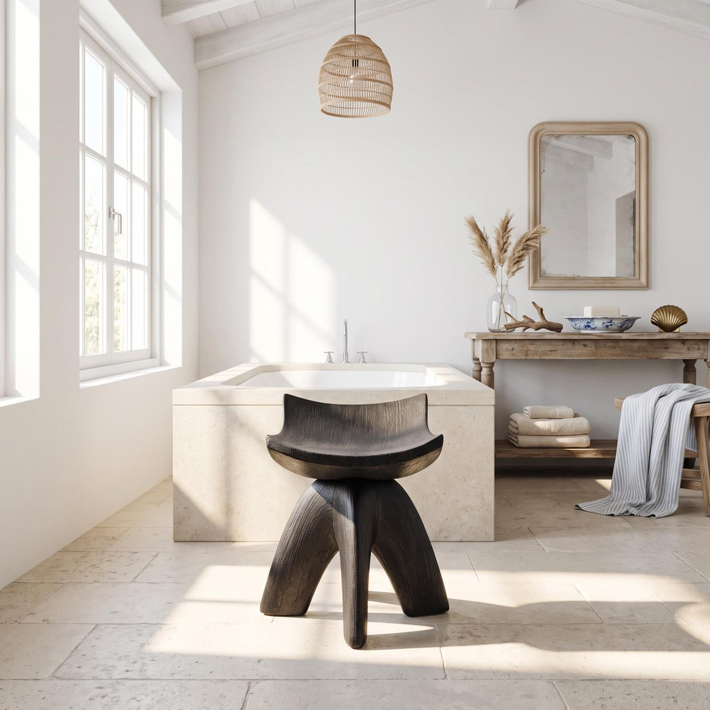 Rustic Shower Stool For Vintage Bathroom Aesthetic