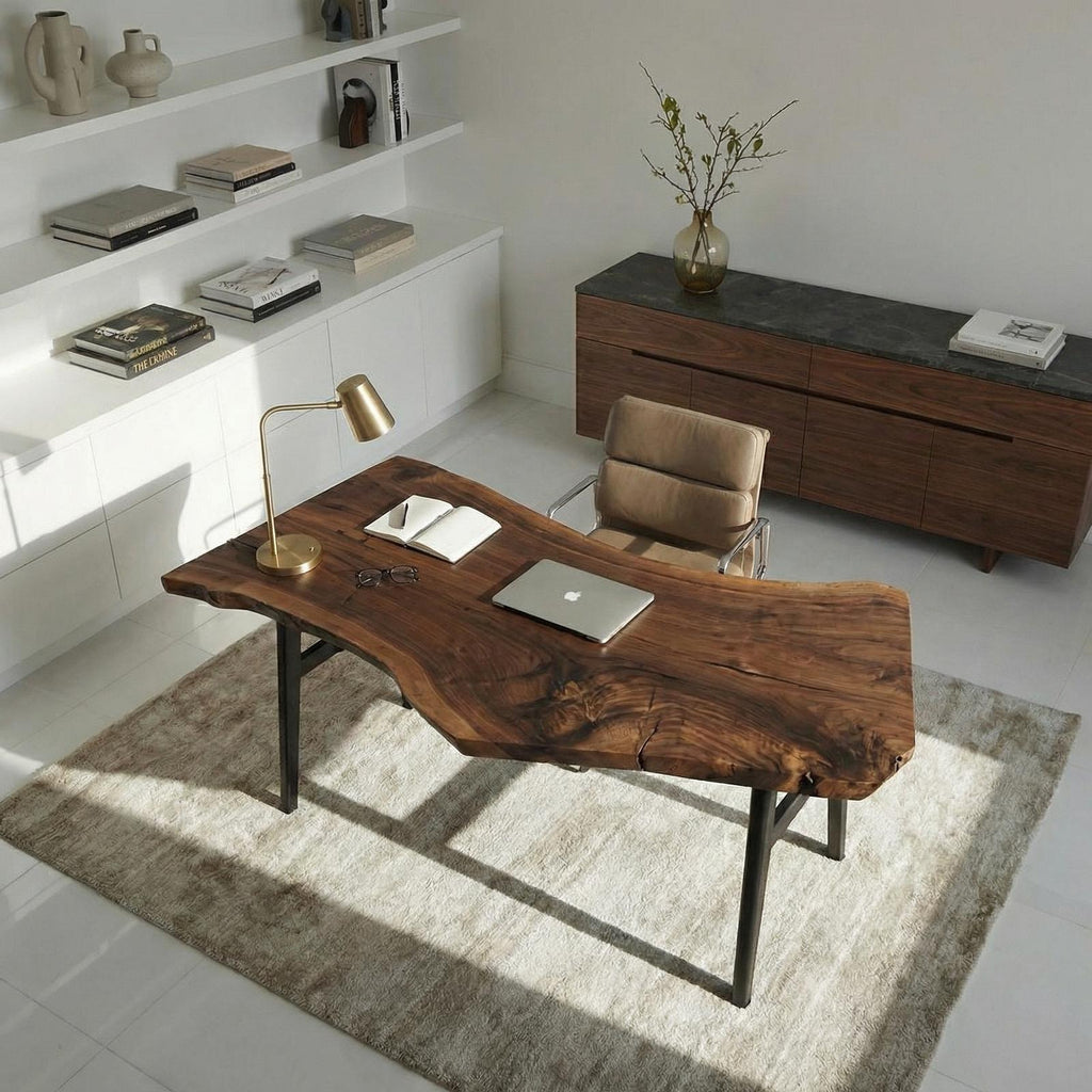 Modern Work Desk, Solid Wood Writing Table, Home Office computer & Study Room Desk Workstation