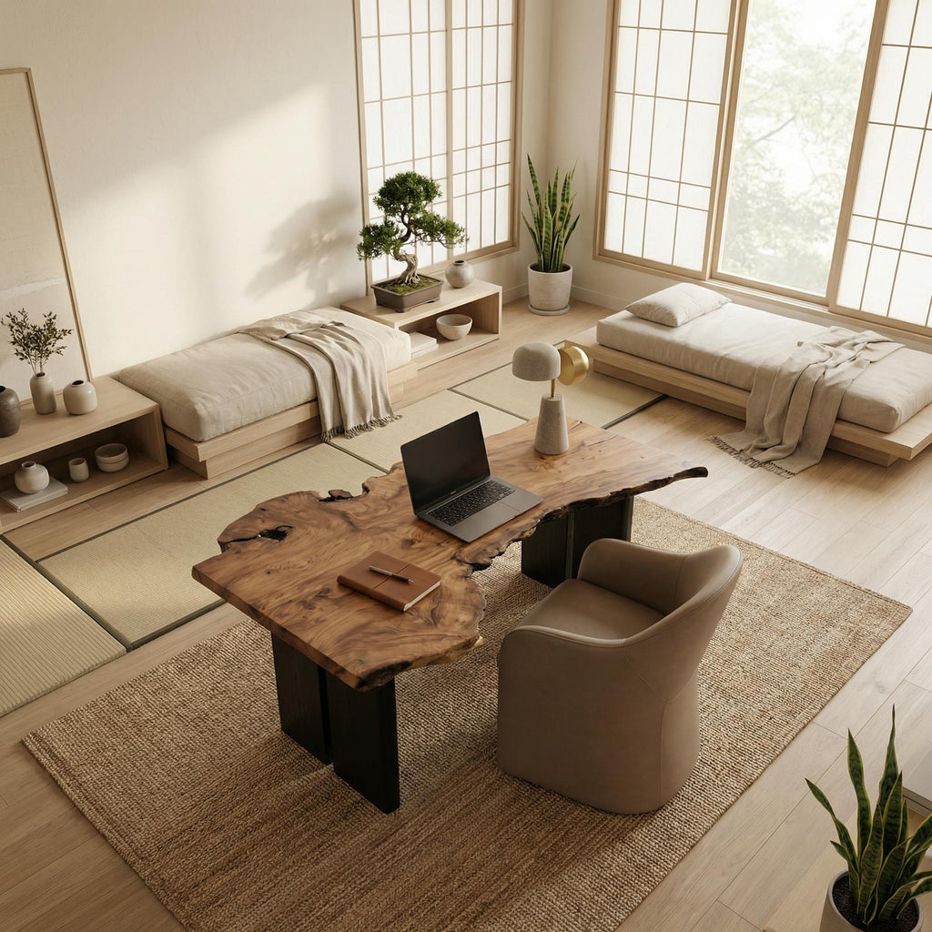 Modern Solid Wood Office Desk, Executive Writing Table & Study Workstation for Home Office, Workspace