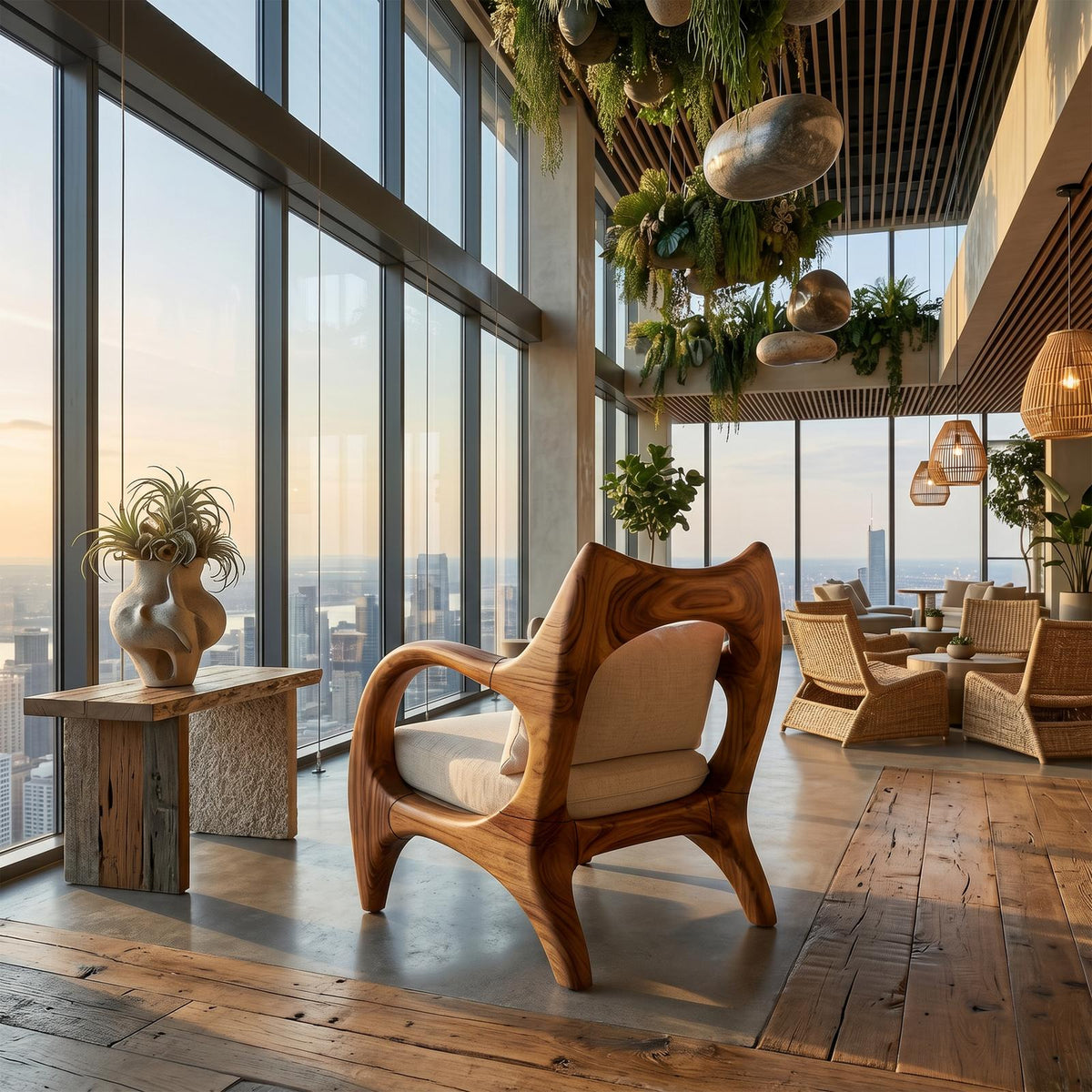 Zen-Inspired Organic Wood Chair for Modern Architectural Interiors SILDTTRCHR027