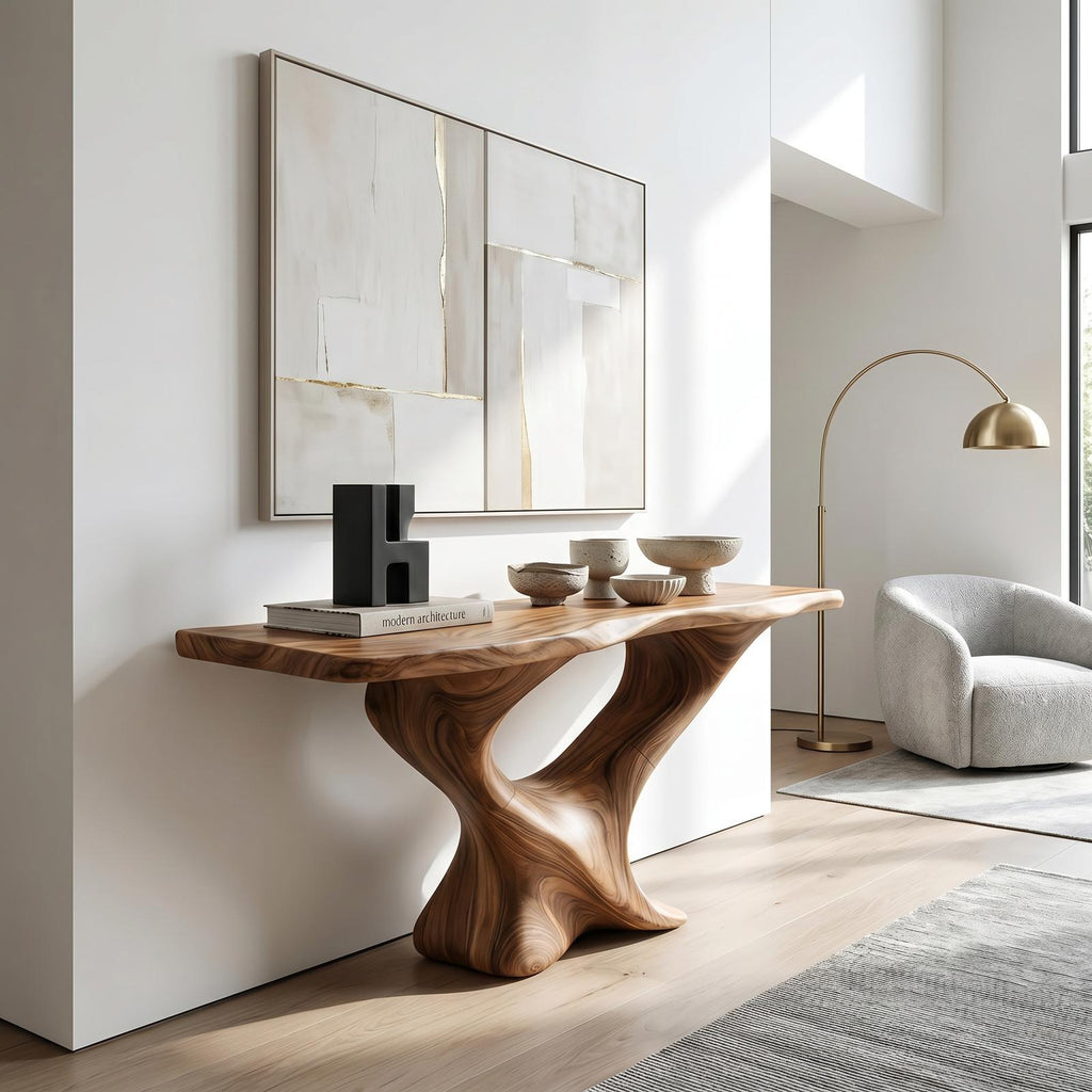 Farmhouse Wooden Console Table Entryway Decor