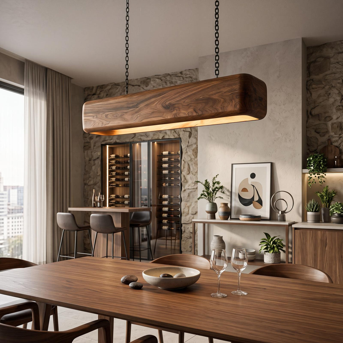 Spry Interior Minimalist Ceiling Light, Modern Handcrafted Wooden Pendant Light for Elegant Dining Table & Kitchen Chandelier, RTTHTTCE008