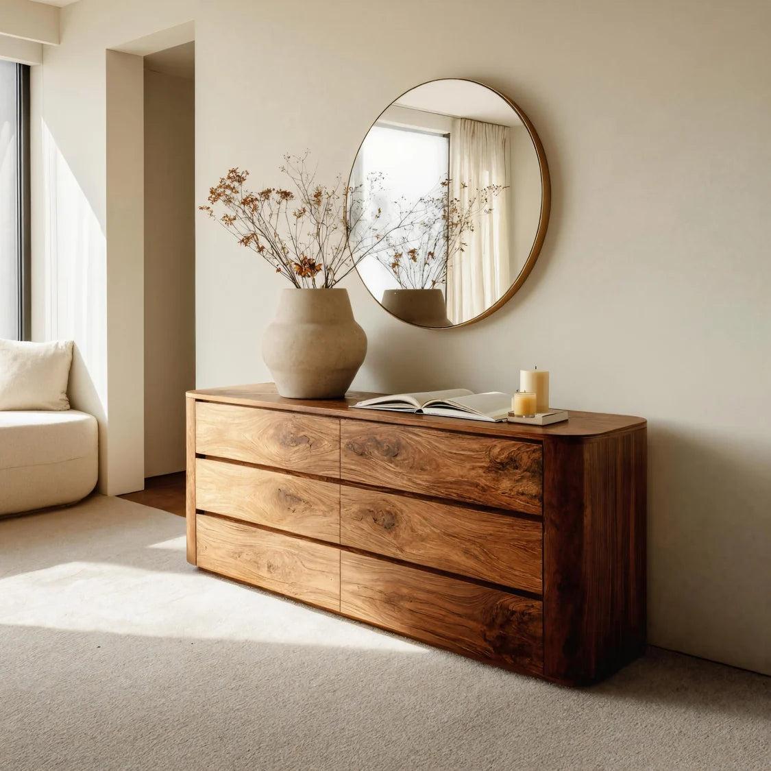 Quiet Luxury Sideboard for Living Room, Handcrafted Solid Wood Buffet Storage Cabinet & Credenza, Model