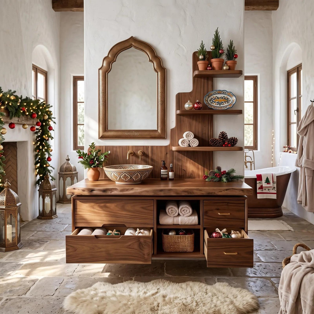 Mid Century Xmas Storage Bathroom Vanity City Apartment