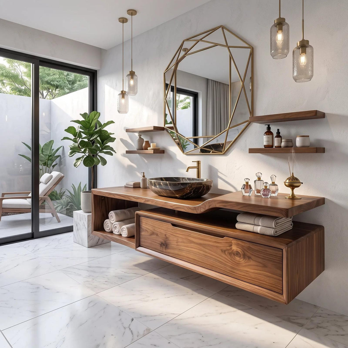 Mid Century Bathroom Vanity Cabinet Spa Bathroom