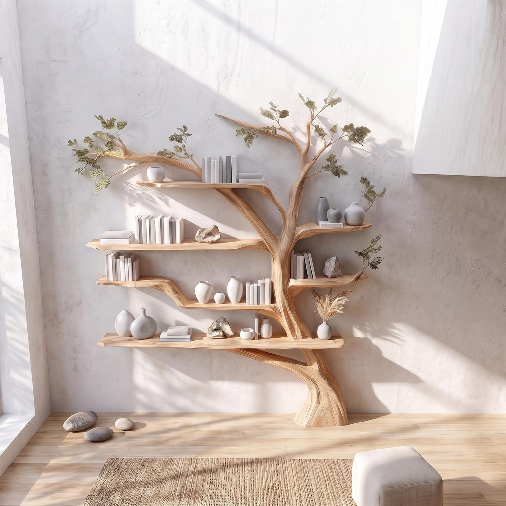 Rustic Book Tree Shelf Home Office