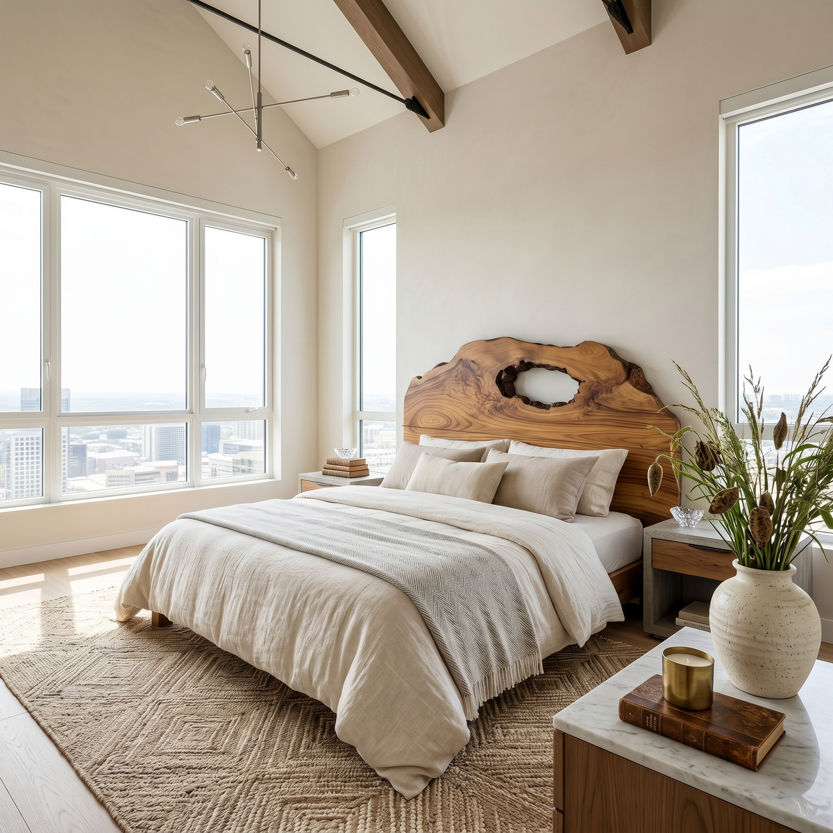 Organic Headboard Wooden Bed Headboard For Bedroom SINLSAHB065