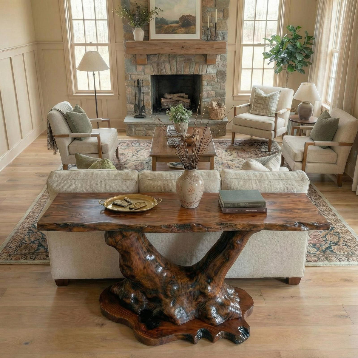 Organic Tree Root Style Console Table Solid Wood Living Room