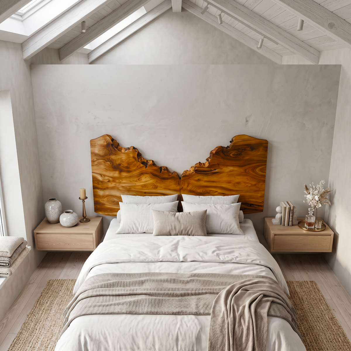 Organic Live Edge Headboard Wooden Bed Headboard For Bedroom SINLSAHB067