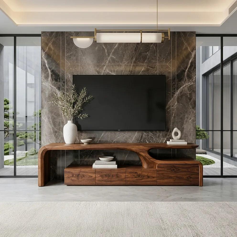 Contemporary Sculptural TV Console For Living Room