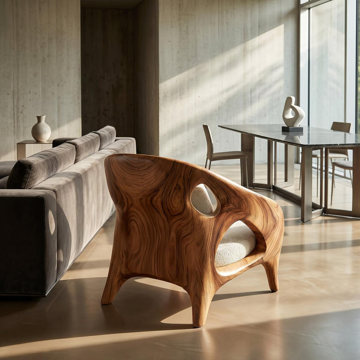 Organic Sculptural Armchair For Living Room