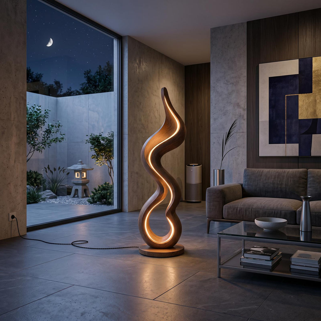 Modern Ribbon Lamp With Shelf For Living Room