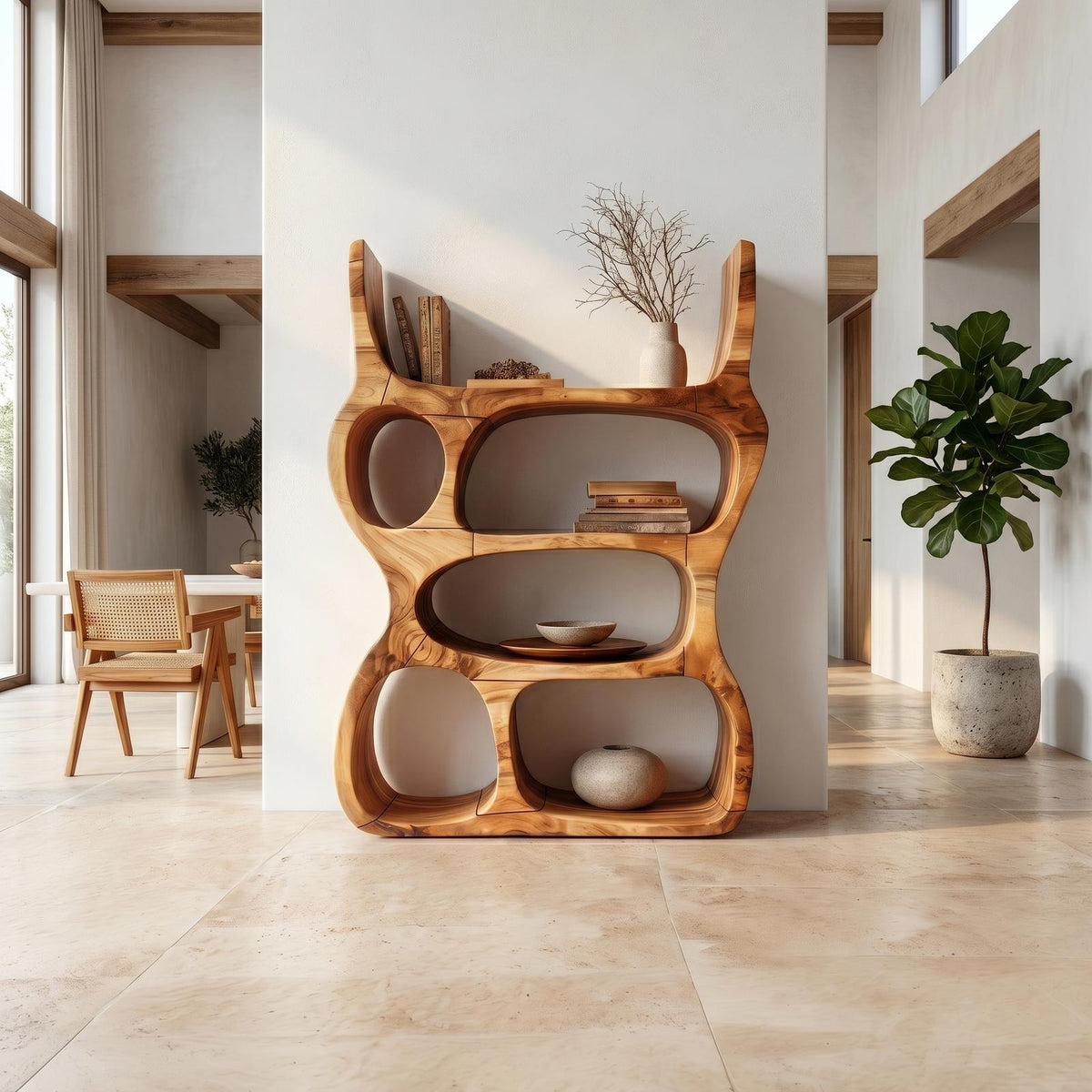 Artisan Organic Wooden Display Shelf For Cozy Interiors SILDTTRBS048