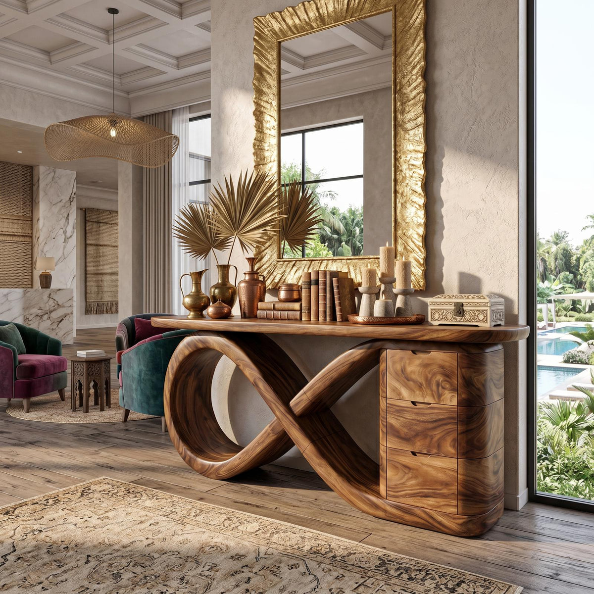 Modern Wave Base Console Table Luxury Bedroom