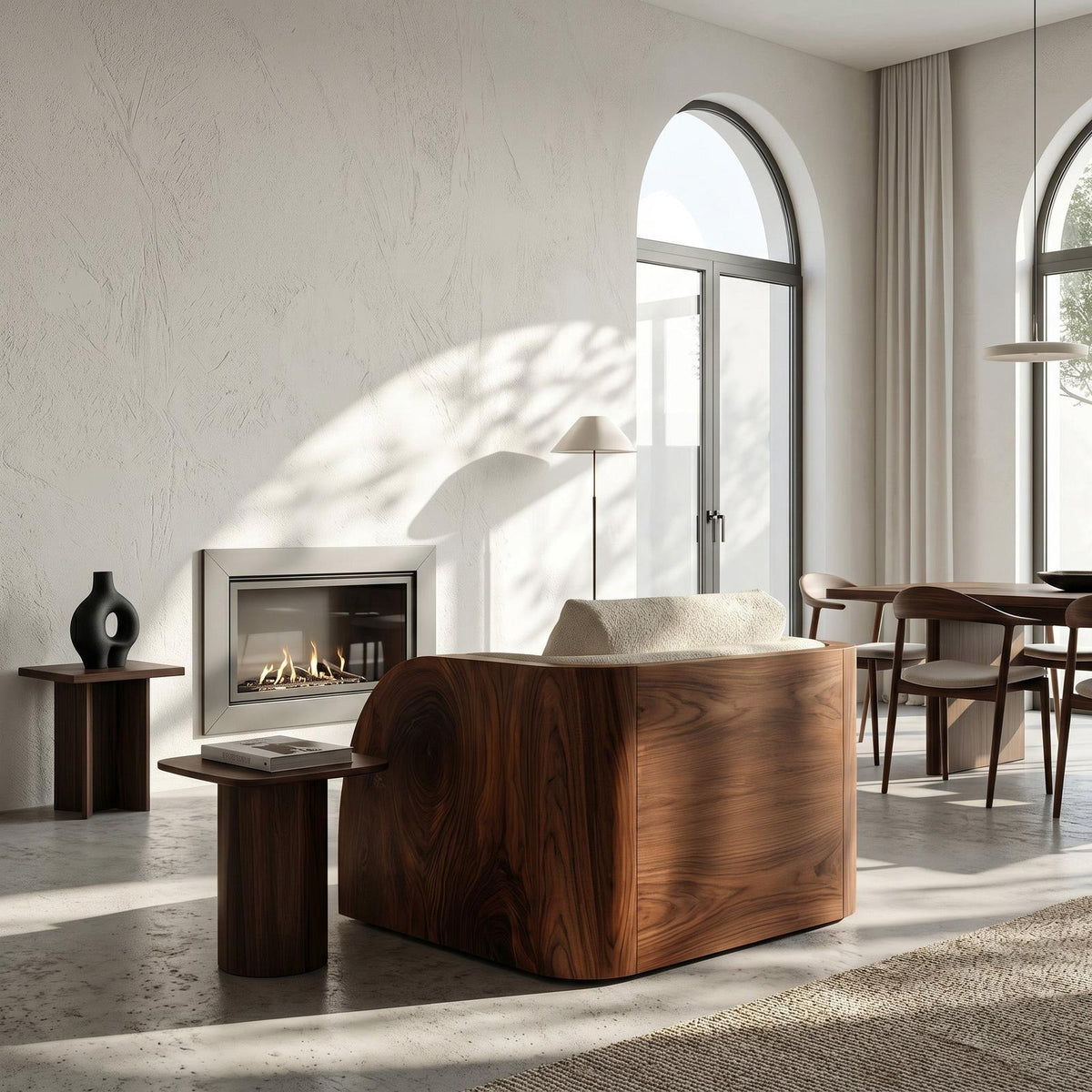 Minimalist Curved Frame Armchair For Contemporary Home