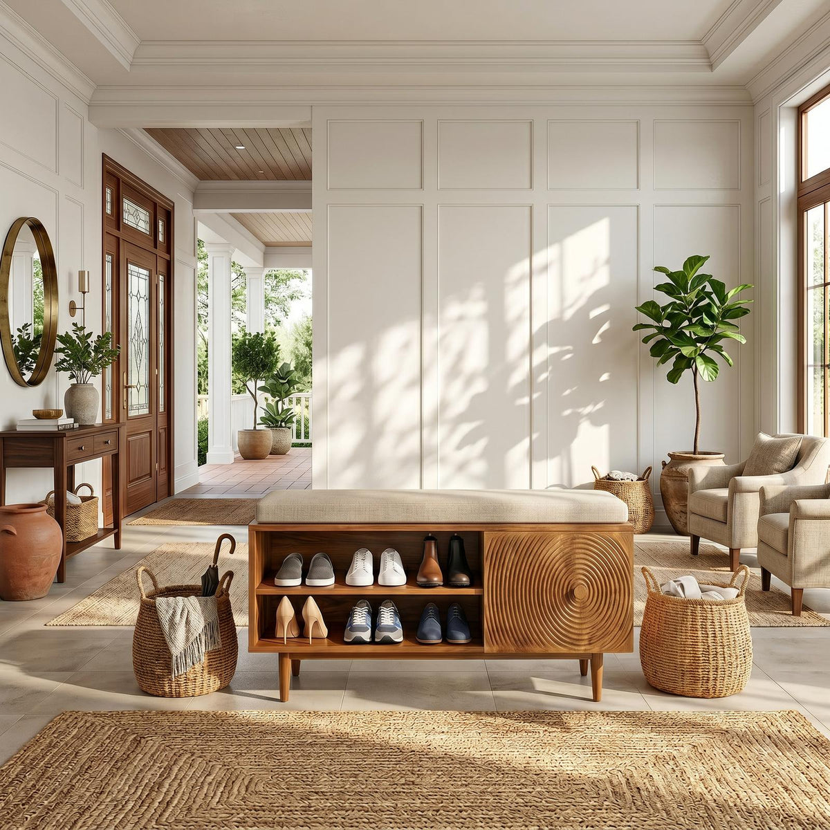 Modern Shoe Storage Cabinet For Condo Entryway Hallway Placement