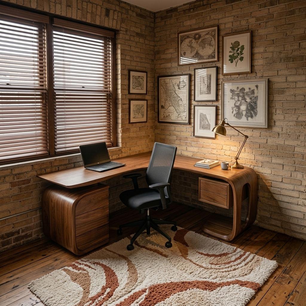 Mid Century L-Shaped Desk For Workspace Or Office