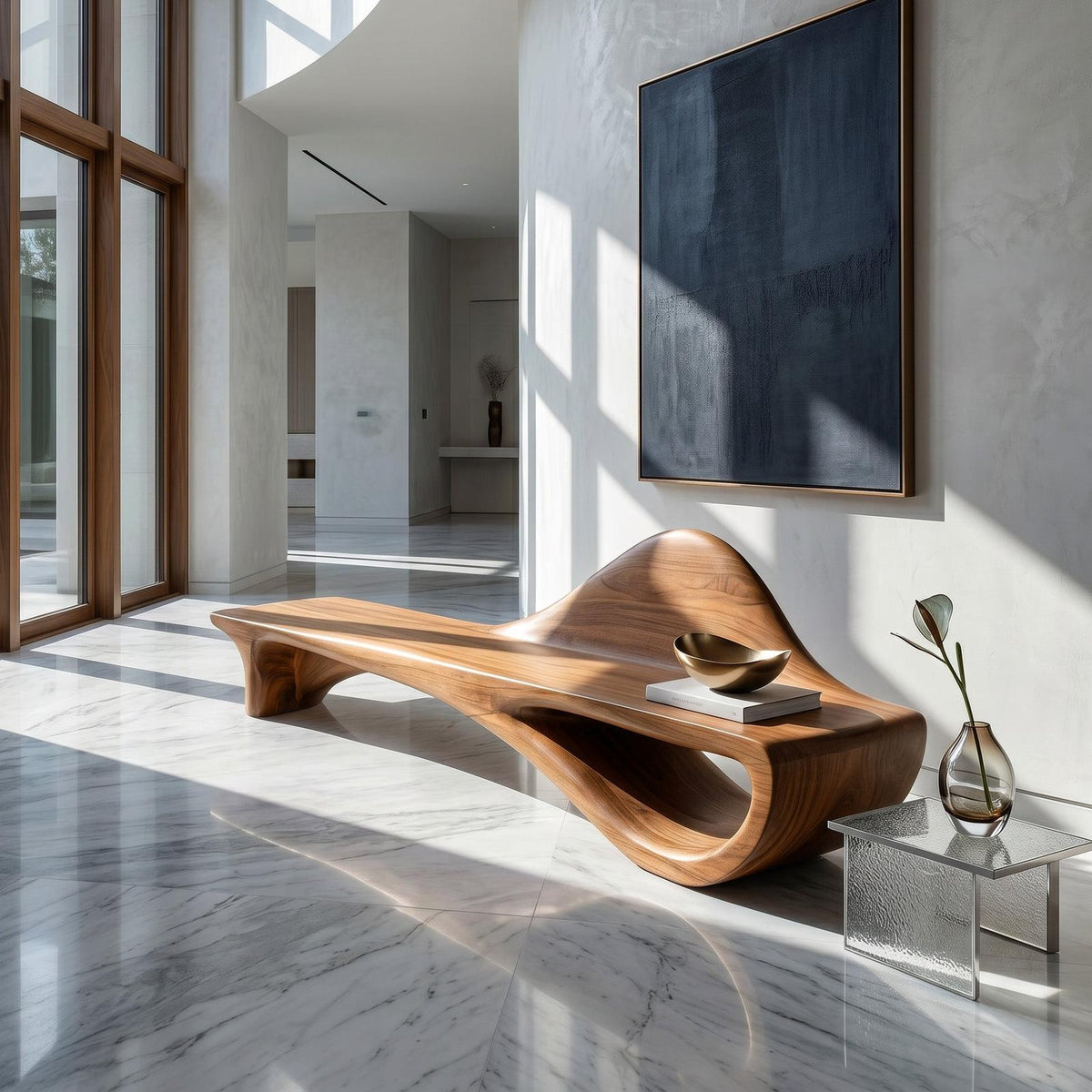 Luxury Curved Backrest Bench For Hallway