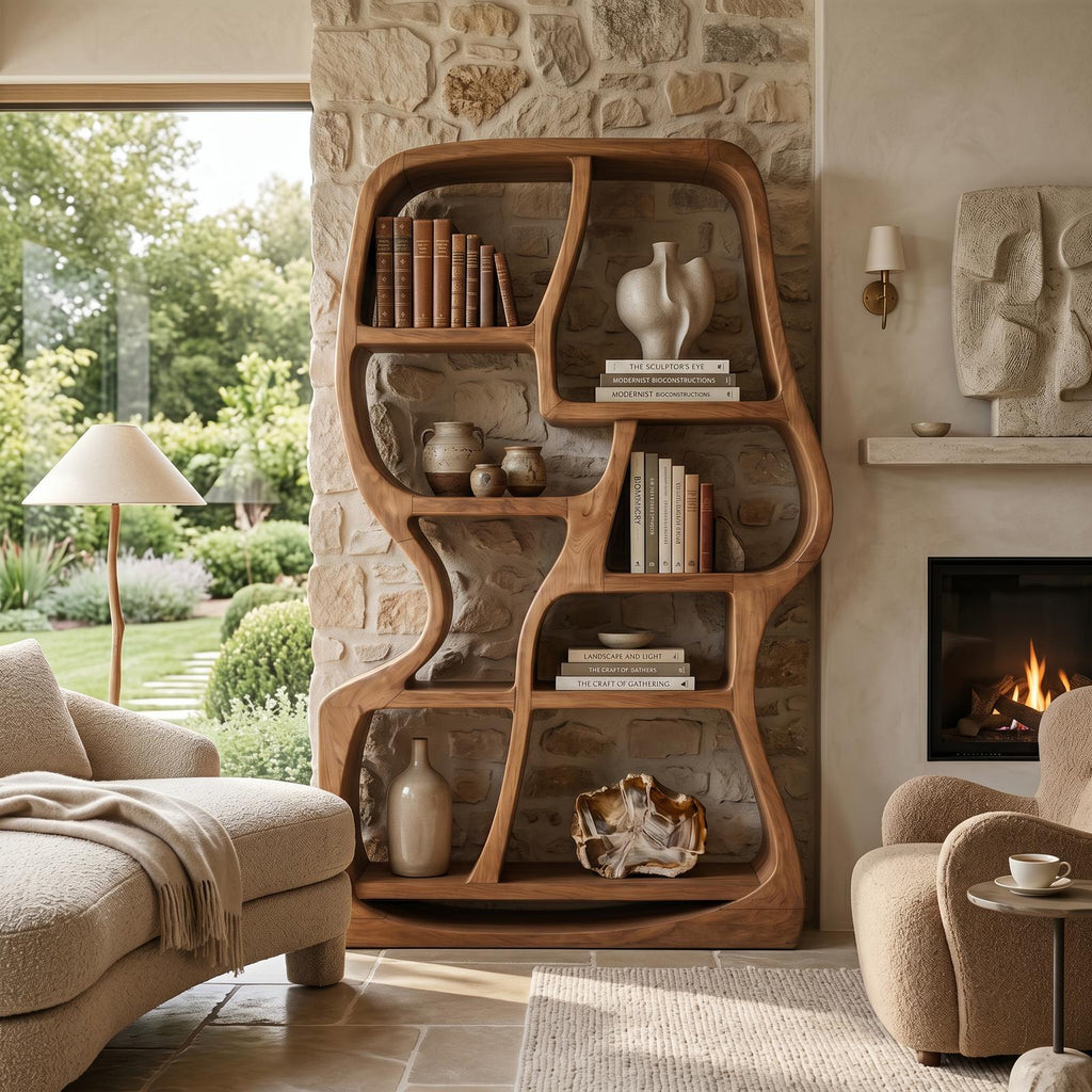 Modern Sculptural Bookshelf For Home Library Display