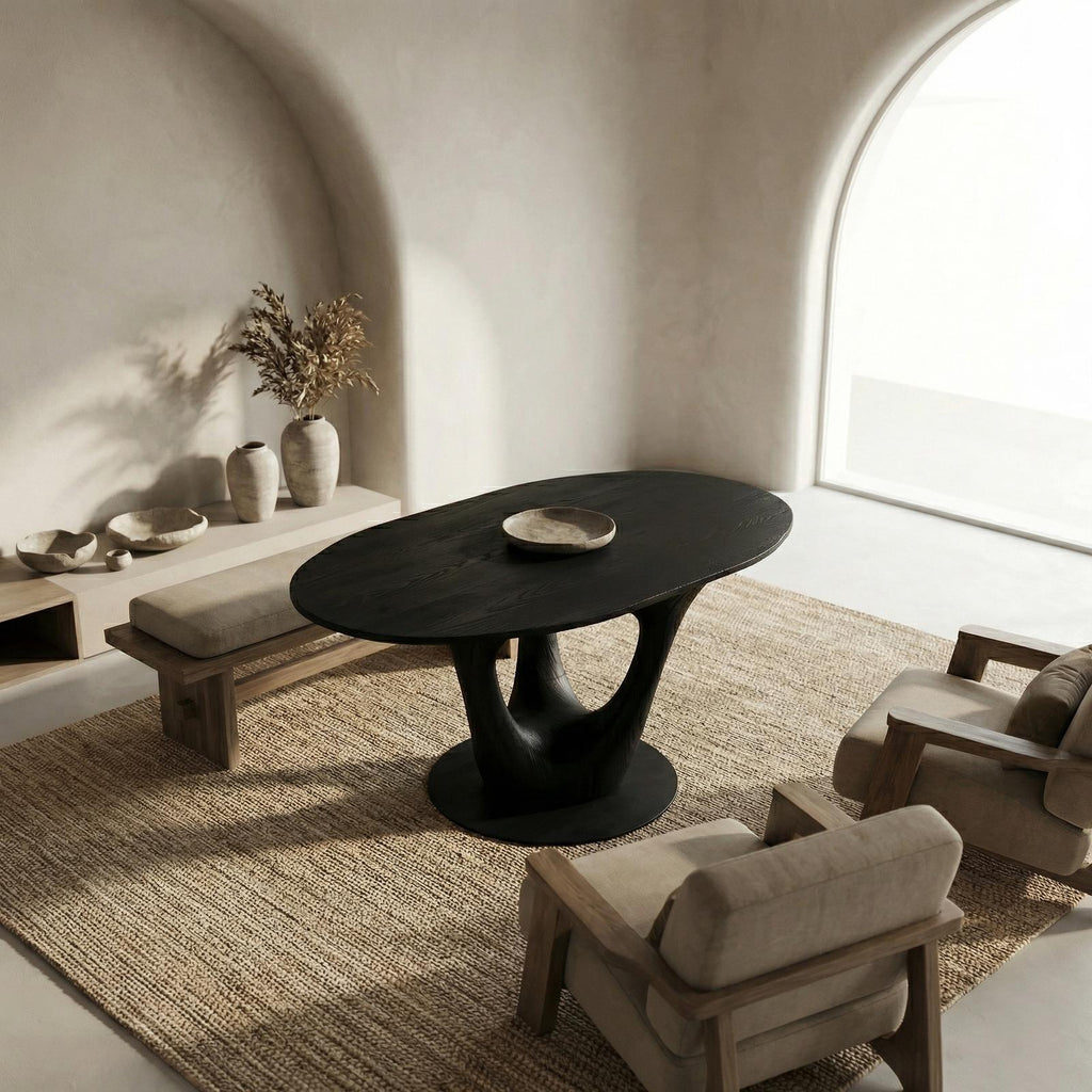 Sculptural Contemporary Entryway Foyer Table, Solid Wood Artistic Accent Table for Hallway Decor