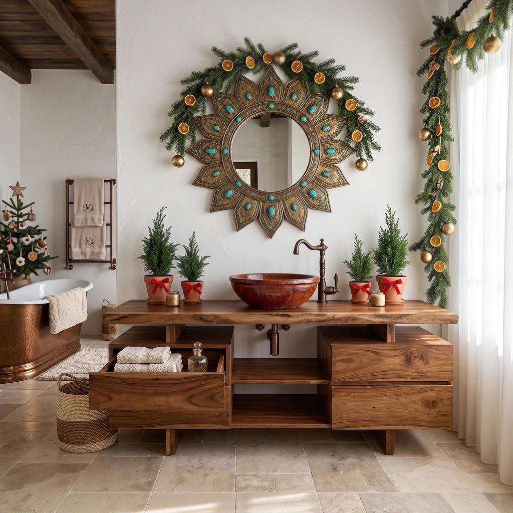 Rustic Christmas Storage Bathroom Vanity Lake House
