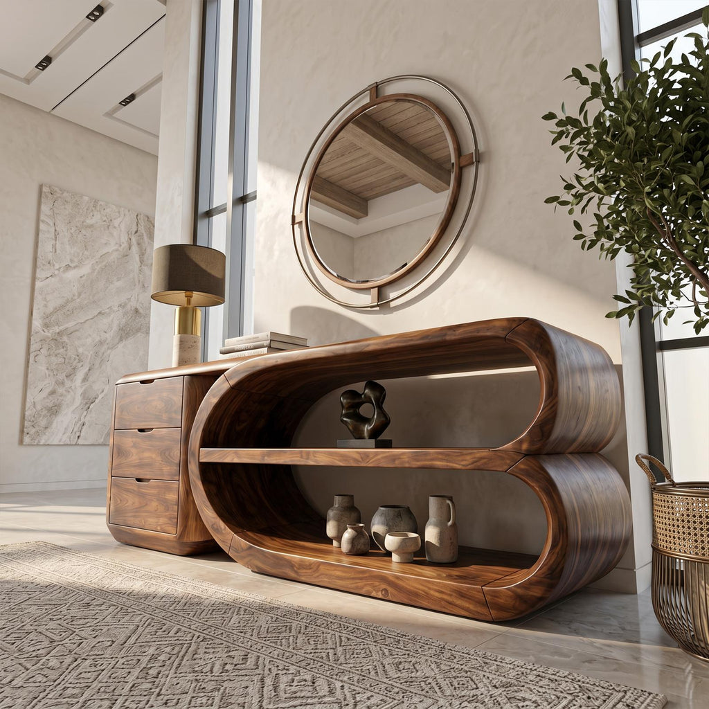 Organic Geometric Console Table Luxury Entryway