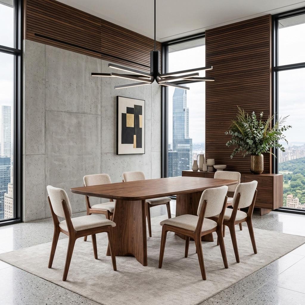 Spry Interior Modern Sculptural Dining Table, Handcrafted Solid Wood Kitchen Dining Table for Contemporary Homes, Model RTTHHNDN033