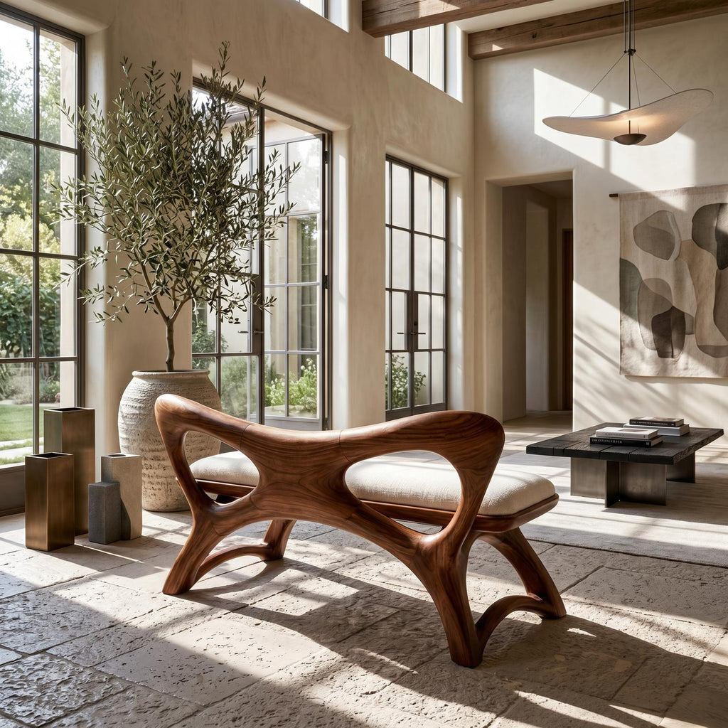 Organic Modern Wooden Bench Luxury Entryway