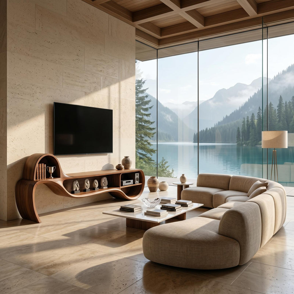 Modern Floating TV Console, Wall-Mounted Wooden Media Cabinet Entertainment Center