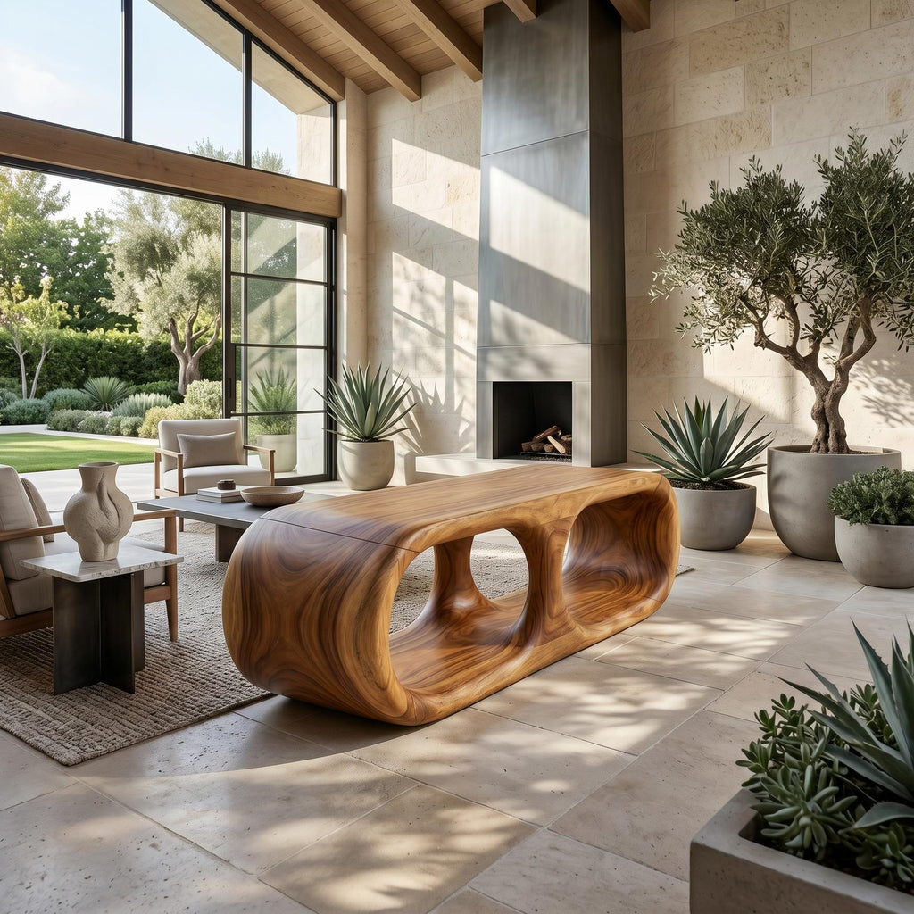 Japandi Wooden Bench Serene Entryway
