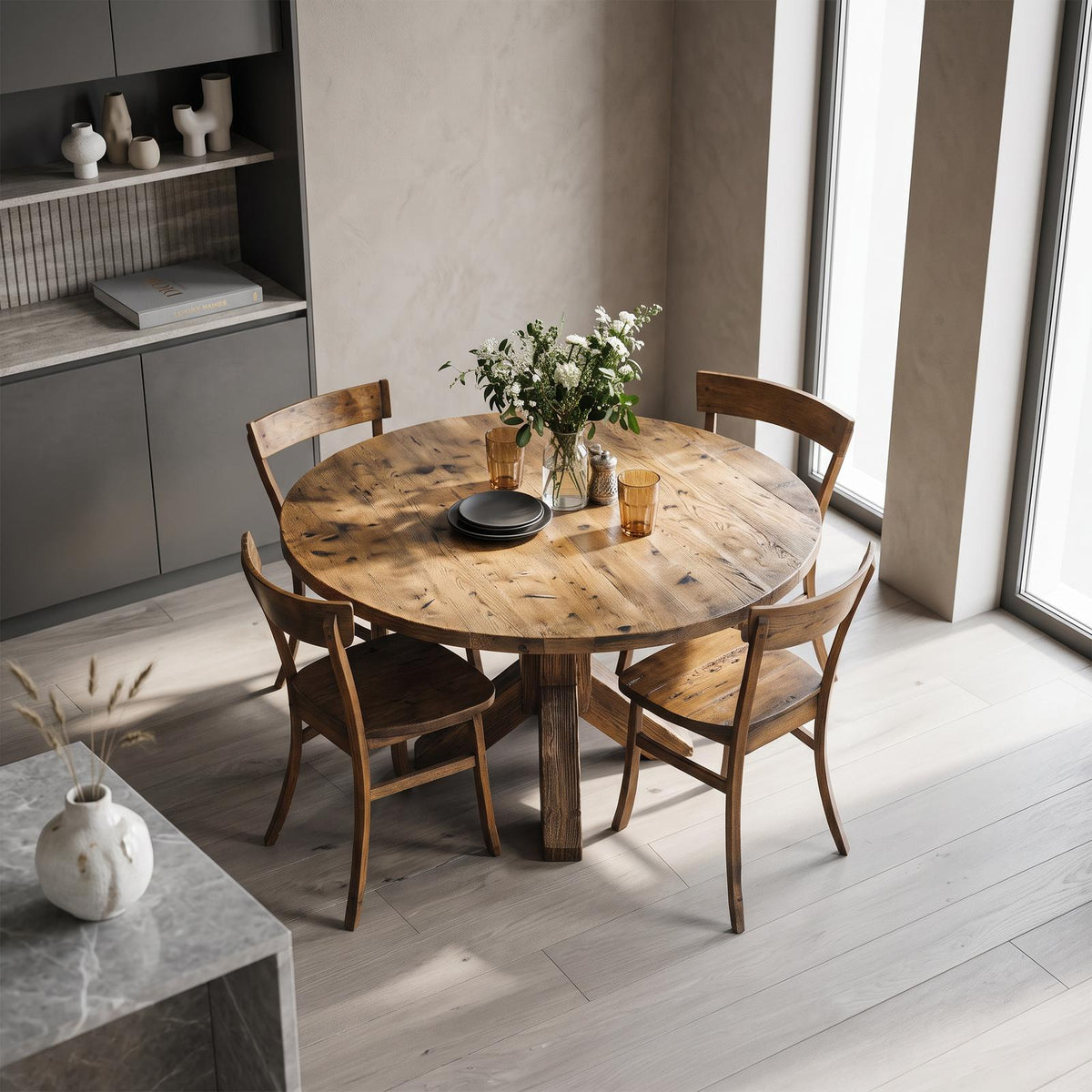 Rustic Round Dining Table Small Dining Room SINLSADT074