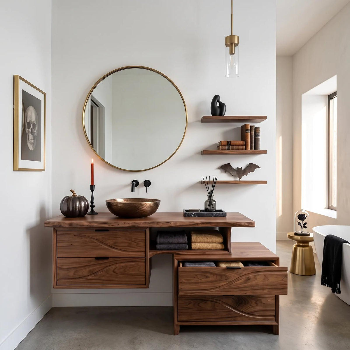 Organic Pumpkin Floating Bathroom Vanity Modern Bathroom
