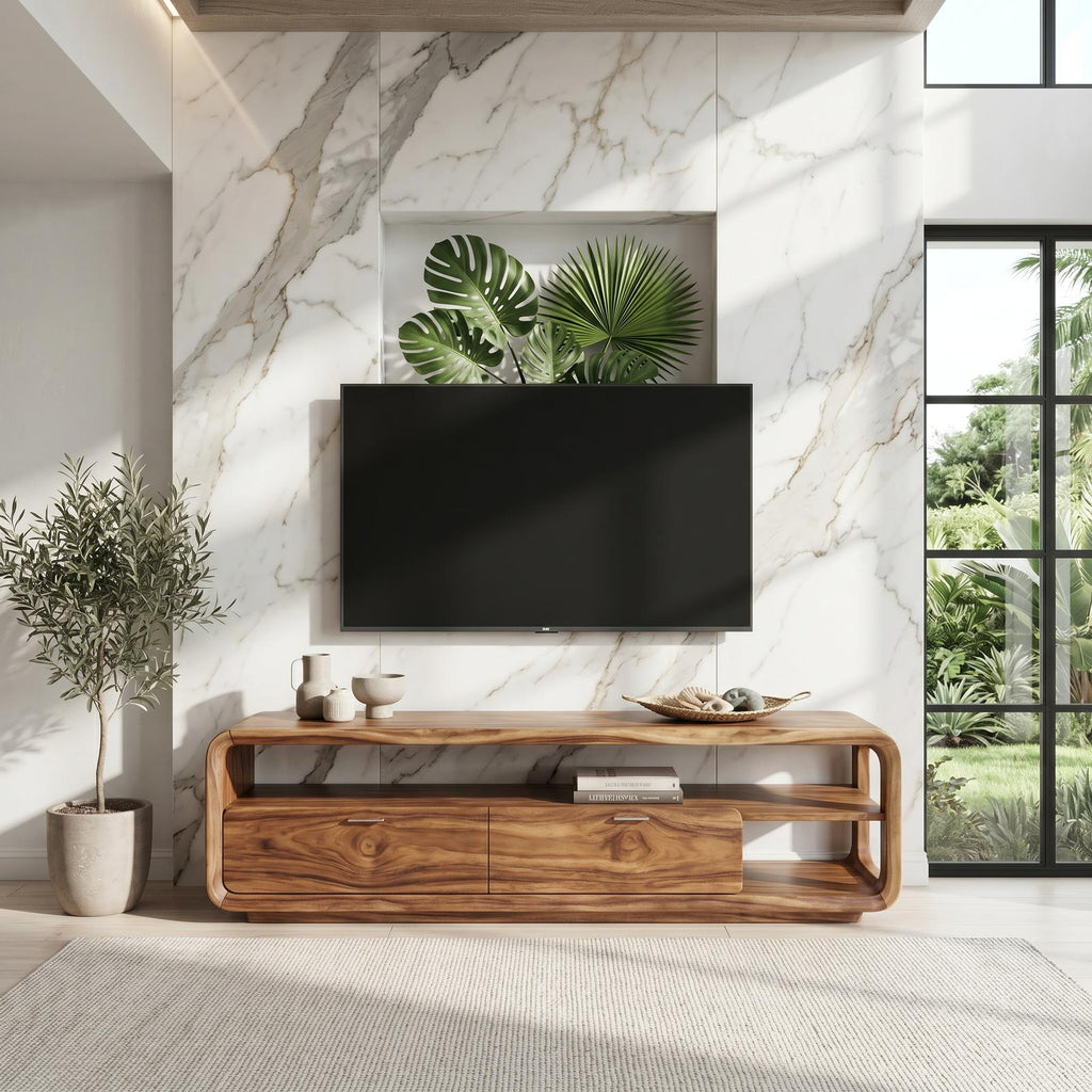 Sculptural Entertainment Console Modern Luxury Living