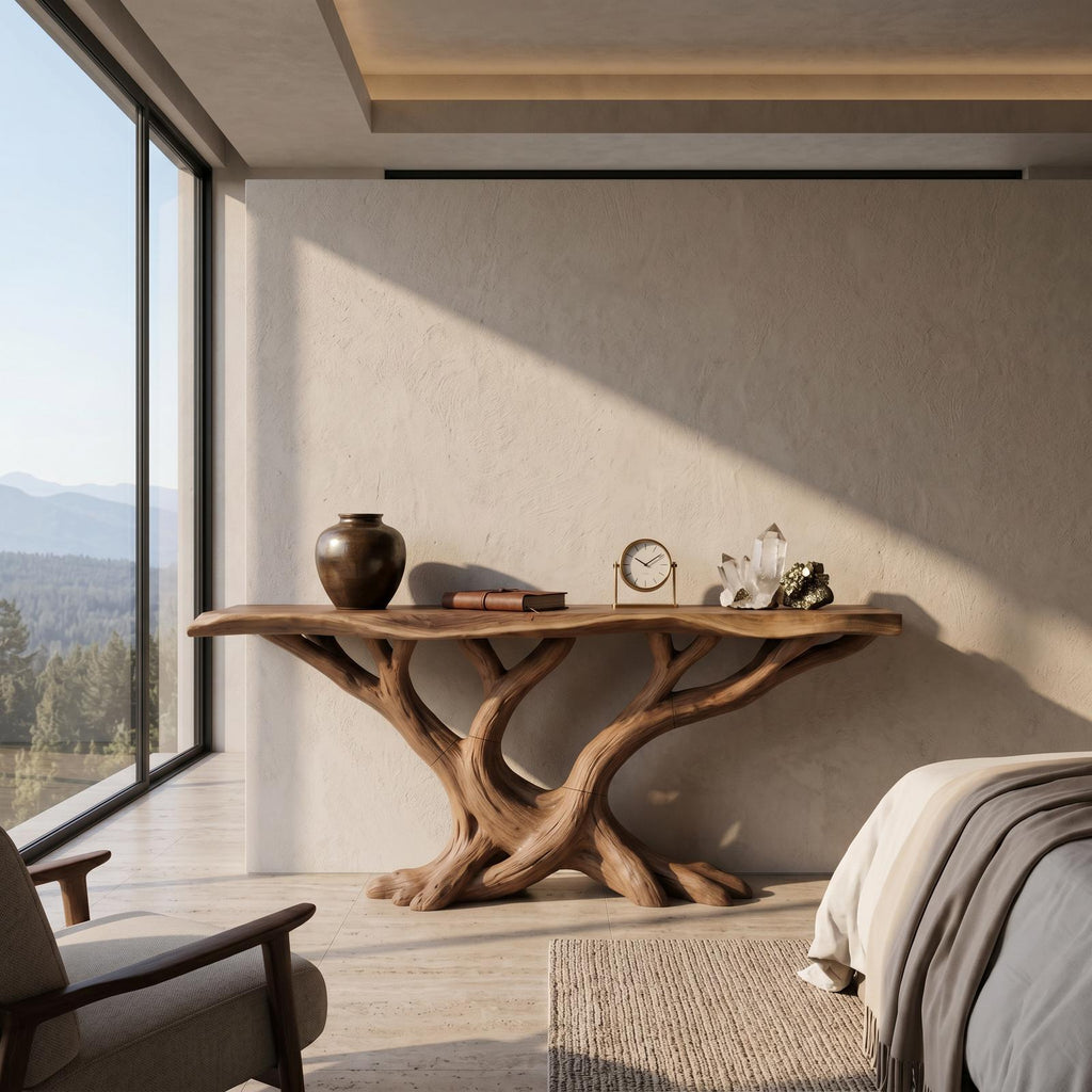 Organic Twisted Wood Console Table Contemporary Hallway