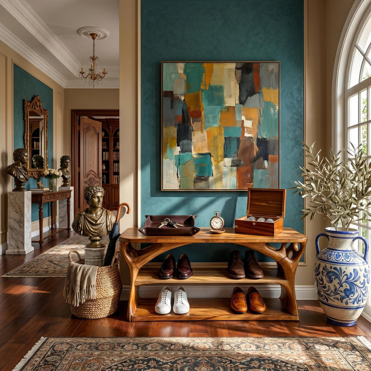 Japandi Wood Shoe Cabinet for Entryway & Mudroom, Compact Corner Storage Organizer Cupboard